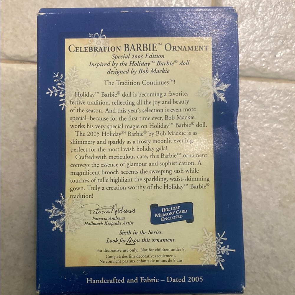Hallmark Celebration Holiday Barbie 2005 Special Edition Keepsake Ornament - Picture 3 of 4